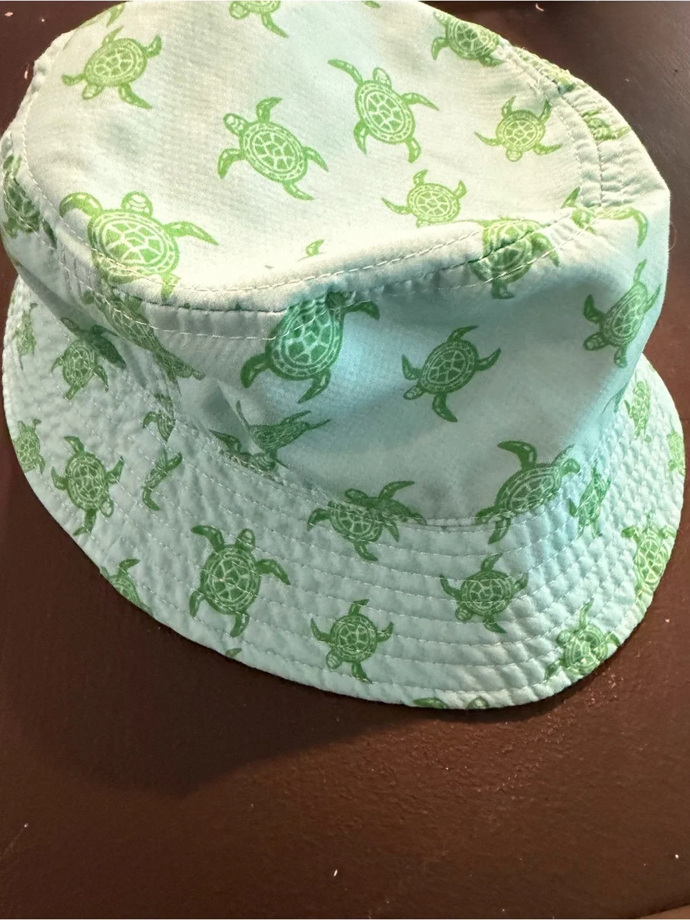 surf style Light Blue Bucket Hat with Green Turtle Print